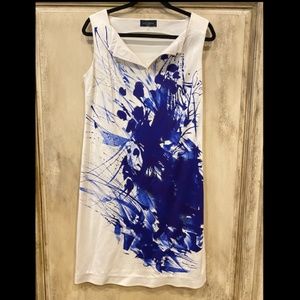 Piazza Sempione Milano Blue/White Abstract Dress (8)